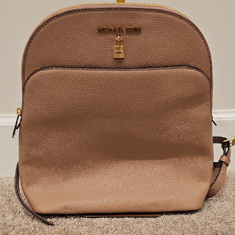 Michael Kors Pink Leather Backpack with Gold Accents